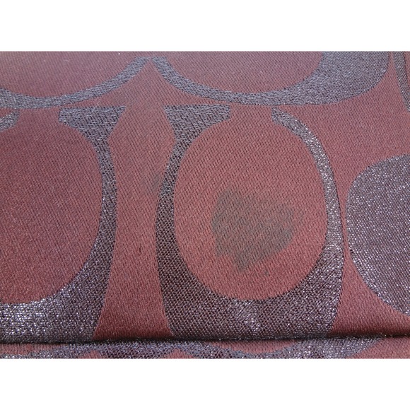 Coach Soho Signature Sateen Tote Bag Burgundy Metallic Leather Trim COA - Picture 11 of 11